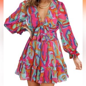 {Dokotoo} mini dress trendy knotted summer dress casual women's size S